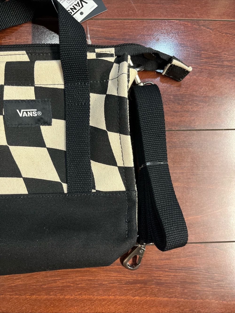 Vans Lil Pergs Tote Bag Small Crossbody Marshmallow White Checkerboard 8x7x3 New - Picture 4 of 15